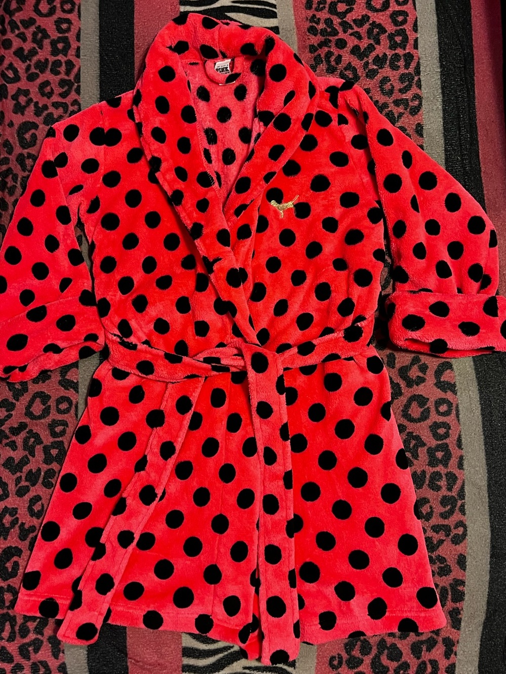 Vintage PINK Victoria's Secret hot pink polka dot robe